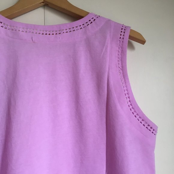 Lilac Die Cut Hem Floral Embroidered Tank Top - Picture 9 of 14